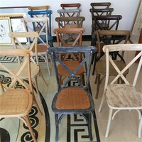 Chaise de salle à manger en bois massif chêne antique siège en rotin ferme à dossier croisé pour chambre parcs écoles gymnases caves à vin salons