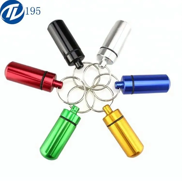 High Quality Waterproof Portable Travel Container Medicine Vitamin Storage Cases Aluminum Pill Box Holder Keychain