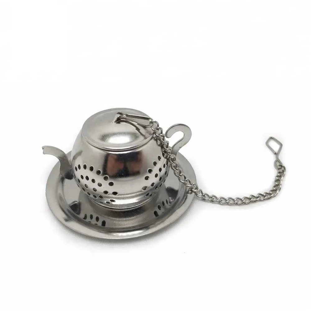 High quality cute stainless steel teapot tea infuser tea strainer with chain