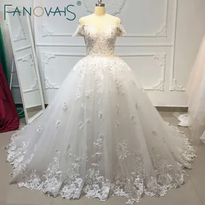 RUOLAI OWD-H2161 Real Sample Off Shoulder Lace Ball Gown wedding dresses