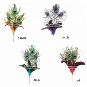 Décoratif De Noël <span class=keywords><strong>Paon</strong></span> Plumes Pics Floraux Sprays pour Les Mariages, Centres De Table, et Plus - Product Image 1