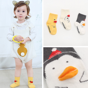 Nuovo fumetto del cotone del <span class=keywords><strong>bambino</strong></span> del <span class=keywords><strong>bambino</strong></span> <span class=keywords><strong>antiscivolo</strong></span> doppio strato stereo 3d testa di animale pulcino anatra oca calzini - Product Image 2