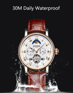 Montre pour homme, <span class=keywords><strong>mouvement</strong></span> <span class=keywords><strong>automatique</strong></span> avec Tourbillon et Phase de lune, mécanique, en cuir - Product Image 5