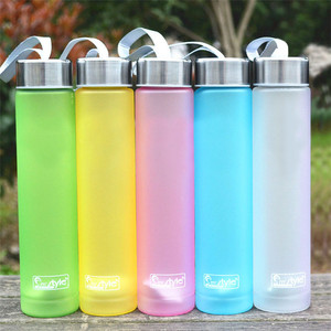 280 ml mejor venta personalizada de plástico transparente esmerilado botella de agua portátil con tapa de acero inoxidable - Product Image 6