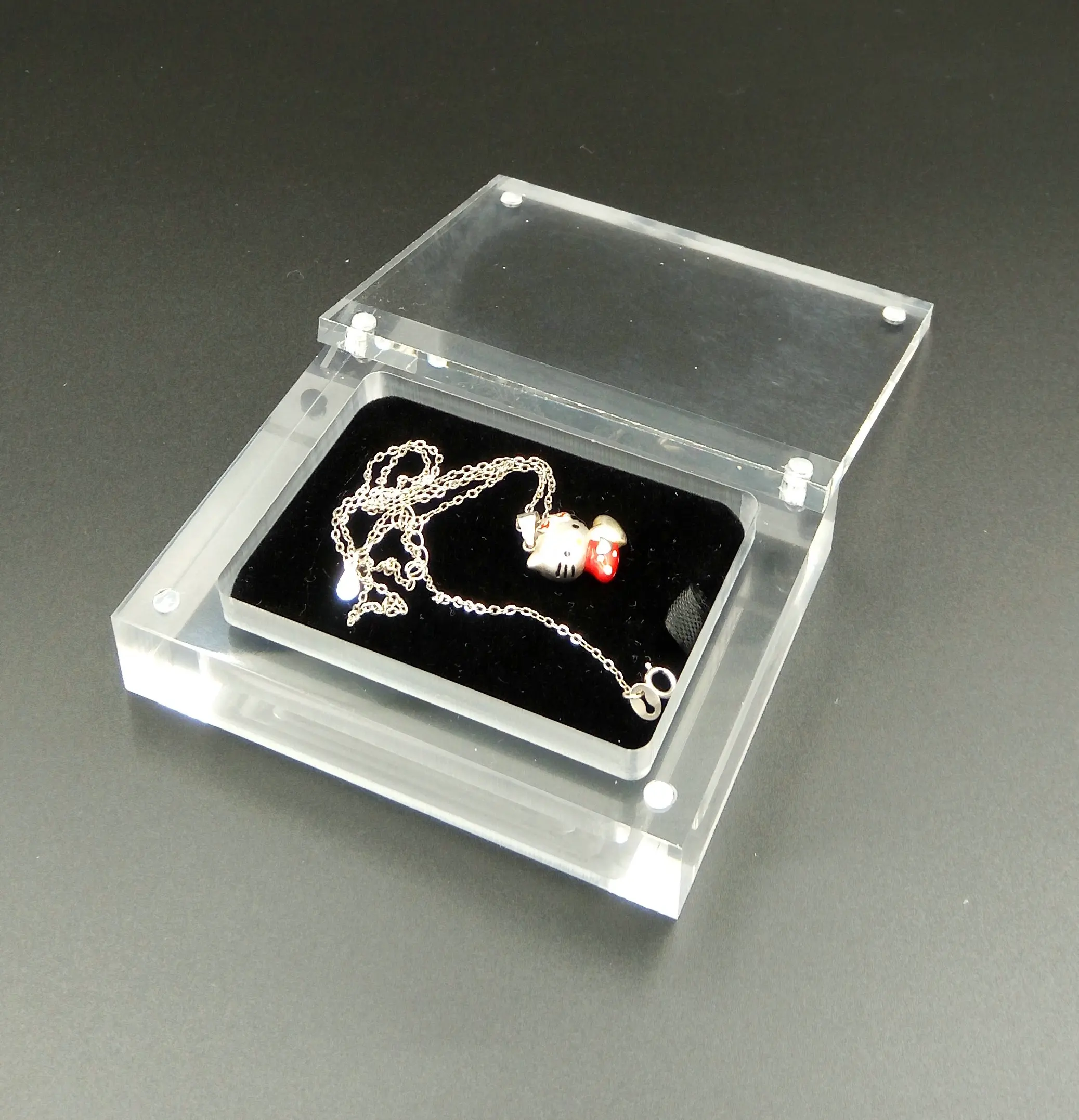 Nhà máy trung quốc acrylic hộp cho chiếc nhẫn trang sức kim cương hoặc vòng cổ với logo khắc