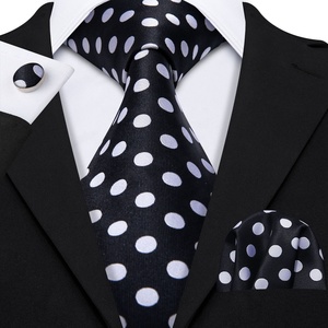 Siyah Beyaz Polka Dots Ipek Kravat Kravat Erkekler için İtalyan