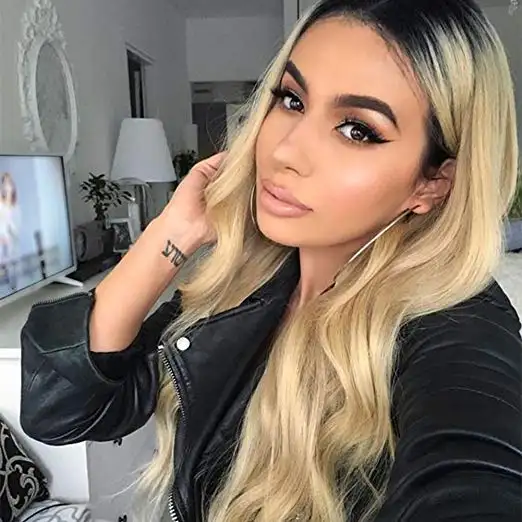 Ombre Blond Brazil Virgin curtical allined Human hair full Lace Wigs for Women With Baby Hair Pre Plucked #1B/613 wave wigs
