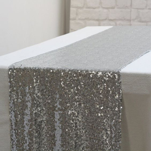 Beaded <strong>Table</strong> Cloth Custom <strong>Silver</strong> Sequin Wedding <strong>Table</strong> <strong>Runners</strong> - Product Image 2