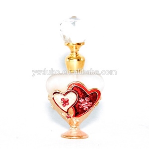 5 ml En Verre Arabe En Métal Double Coeur <span class=keywords><strong>Parfum</strong></span> Bouteille Dubaï <span class=keywords><strong>Parfum</strong></span> Attar Bouteilles d'huile Essentielle avec Inoxydable Bâton #59698 - Product Image 1
