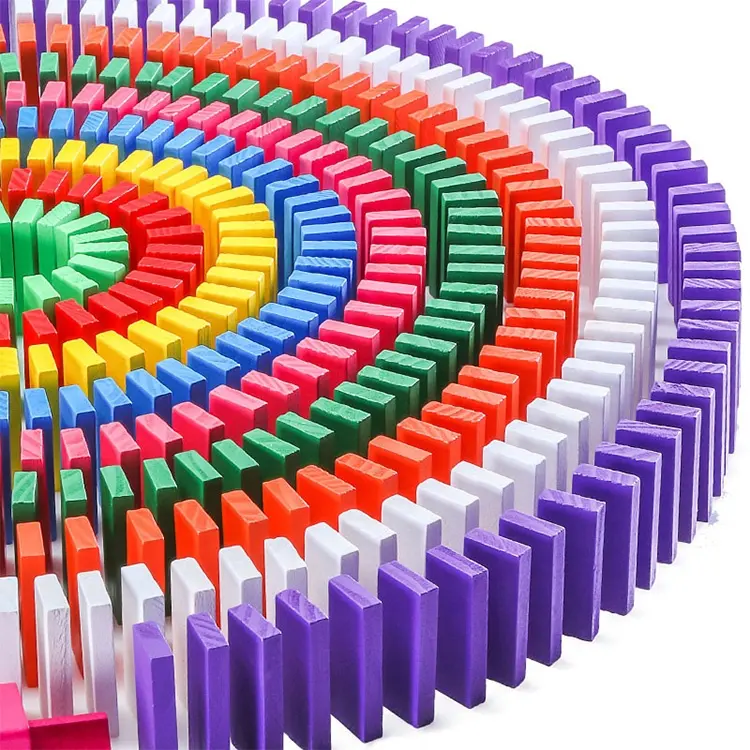 Giochi per bambini giocattoli educativi precoci regali Set da gioco Domino in legno arcobaleno
