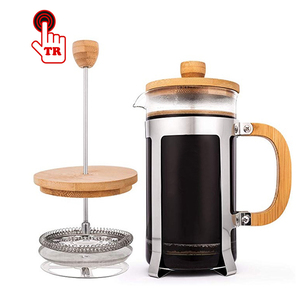 Bamboe Hout Franse Koffie Pers, Borosilicaatglas Koffie & Thee Maker Koffie Plunger