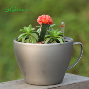 Leizisure Deskpot <span class=keywords><strong>de</strong></span> taza <span class=keywords><strong>de</strong></span> café <span class=keywords><strong>de</strong></span> plástico forma <span class=keywords><strong>de</strong></span> flor olla taza suculenta planta crecer Gran taza <span class=keywords><strong>de</strong></span> té plantador - Product Image 1