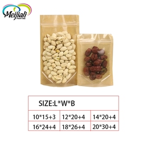 Fondo plano cierre Ziplock bolsa de papel Kraft de pie merienda bolsa de embalaje de alimentos - Product Image 6