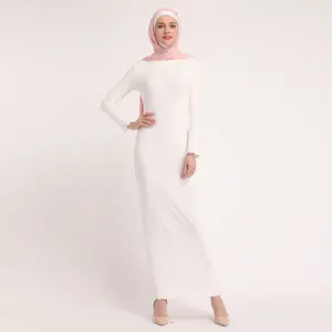 Mode falbala plain simple ontwerp body jurk onder abaya