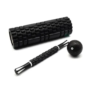 Gym Yoga Fitness Exercise Myofascial Foam Roller Kits include 12.5cm Ball 45cm Roller and Muscle Massage Roller Stick