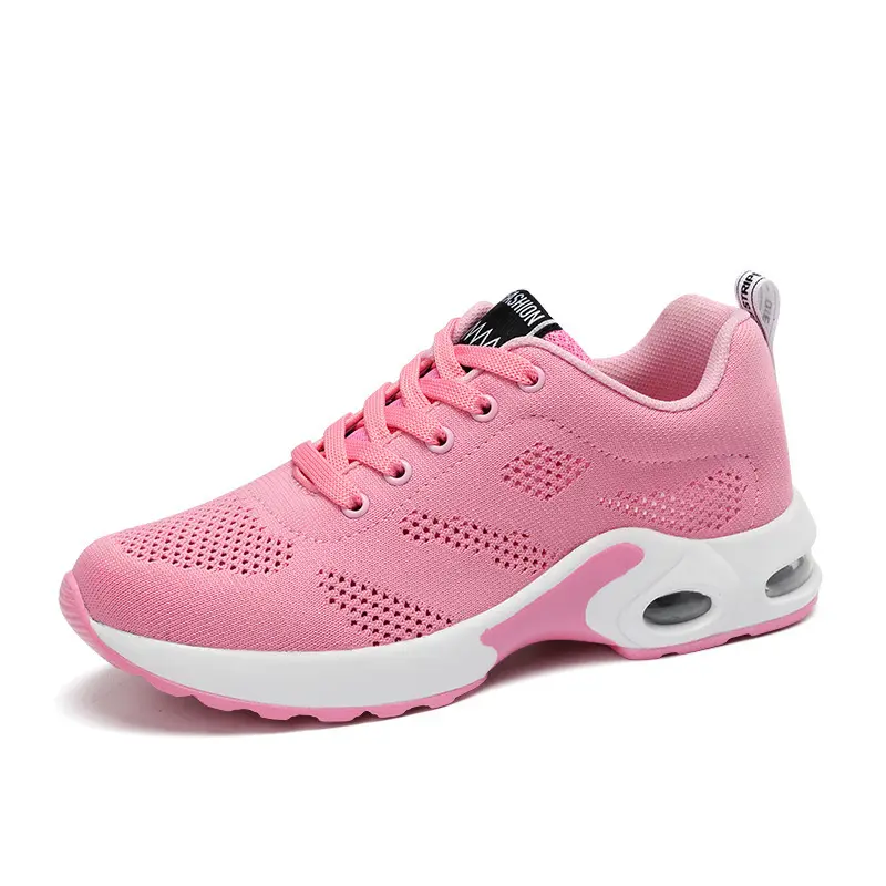 Custom Logo Lace Up Fashion Pink Women Athletic Sport Casual Shoes Running