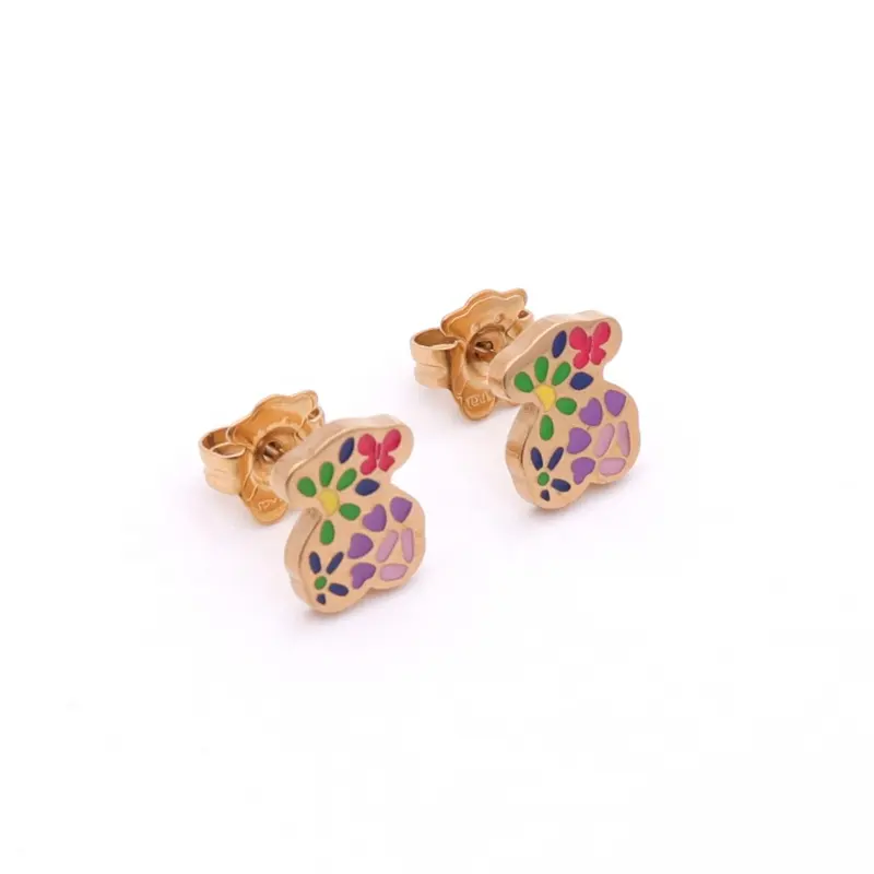 Minimalist Multicolor Pattern Stud Earring Creative Design Stainless Steel Jewelry Charm Pendant Fashion Jewelry In Gold Plated