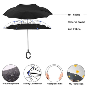 En gros personnalisé <span class=keywords><strong>Pas</strong></span> <span class=keywords><strong>Cher</strong></span> C poignée à l'envers <span class=keywords><strong>parapluie</strong></span> <span class=keywords><strong>inversé</strong></span> avec des nervures en fiber de verre - Product Image 4
