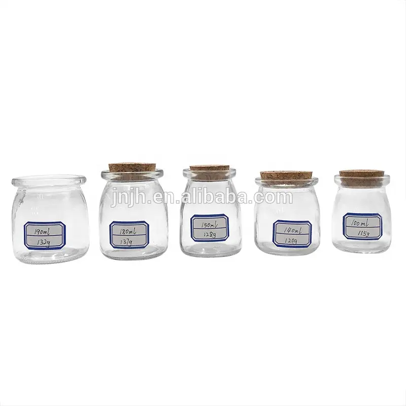 Pudding glass bottle with cork / 100ml-200ml pudding glass bottle with cork / glass bottle with cork lid pudding yogurt jar