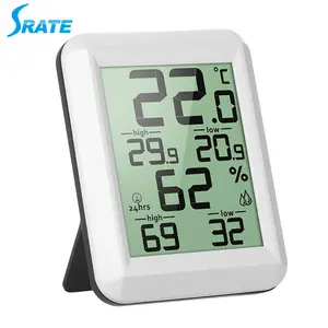 Thermo-Higrometer LCD Digital, Pengukur Suhu dan Kelembapan, Termometer Cuaca Dalam Ruangan untuk Kantor dan Rumah