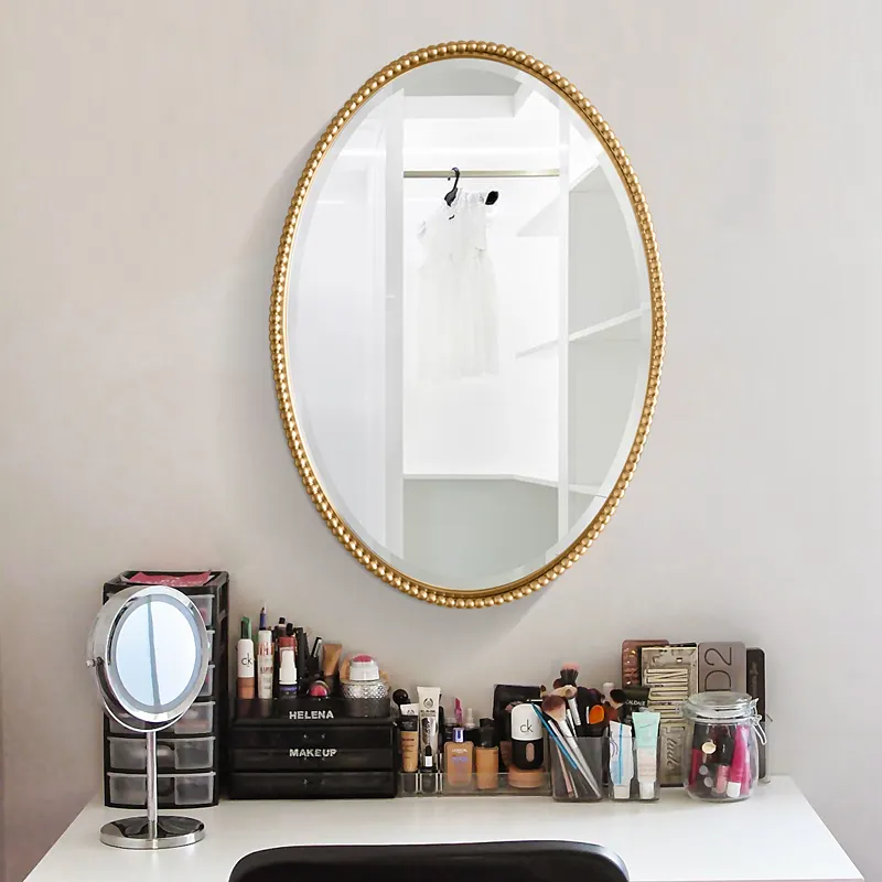 Modern home decorative round/oval shaped make up wall mirror cosmetic mirror