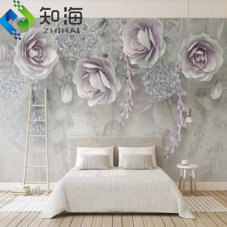 ZHIHAI 5d 8d surface en relief chambre d'hôtel mur flower3d étanche décoratif imprimable papier peint personnalisé