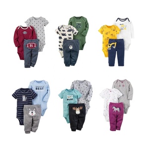 Ensemble de 3 pièces pour bébé : barboteuse, pantalon et body en coton de haute qualité pour l'été – Prix de gros - Product Image 1
