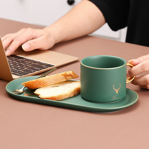 <span class=keywords><strong>Tasse</strong></span> nordique en céramique <span class=keywords><strong>avec</strong></span> cuillère et assiette, de style européen, pour le café, pour le lait, le <span class=keywords><strong>petit</strong></span> <span class=keywords><strong>déjeuner</strong></span>, logo personnalisable, vente en gros - Product Image 4