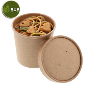 Bols à <span class=keywords><strong>soupe</strong></span> en papier Kraft <span class=keywords><strong>jetable</strong></span>, 100% biodégradables, à emporter, avec couvercle, paquet de 10 pièces - Product Image 4