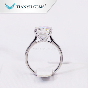 3ct incoloro DEF blanco cojín corte moissanite boda Anillos de Compromiso de 14 K 18 K joyas de oro blanco para mujer - Product Image 4