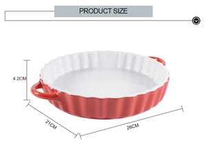 Redondo rayas <span class=keywords><strong>queso</strong></span> al horno de arroz para hornear de cerámica pastel placa al por mayor con asas - Product Image 4