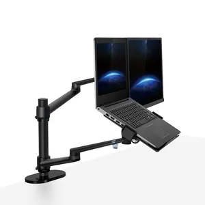 UPERGO 11-17-Zoll-Laptop & 17-32 ''Monitor Riser Arm Verstellbarer Desktop-LCD-Bildschirm Laptop und Monitor VESA Dual Arm Mount Stand