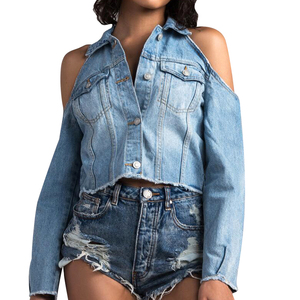 New Fashion Sexy off Shoulder <strong>Short</strong> Cropped <strong>Denim</strong> Jean <strong>Jacket</strong> Women - Product Image 3