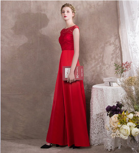 무도회 가운 신부 빨간 레이스 점프 슈트 파티 원피스 빨간 이브닝 가운 와이드 레그 팬츠 드레스 2024 점프 수트 드레스 레이디 - Product Image 2