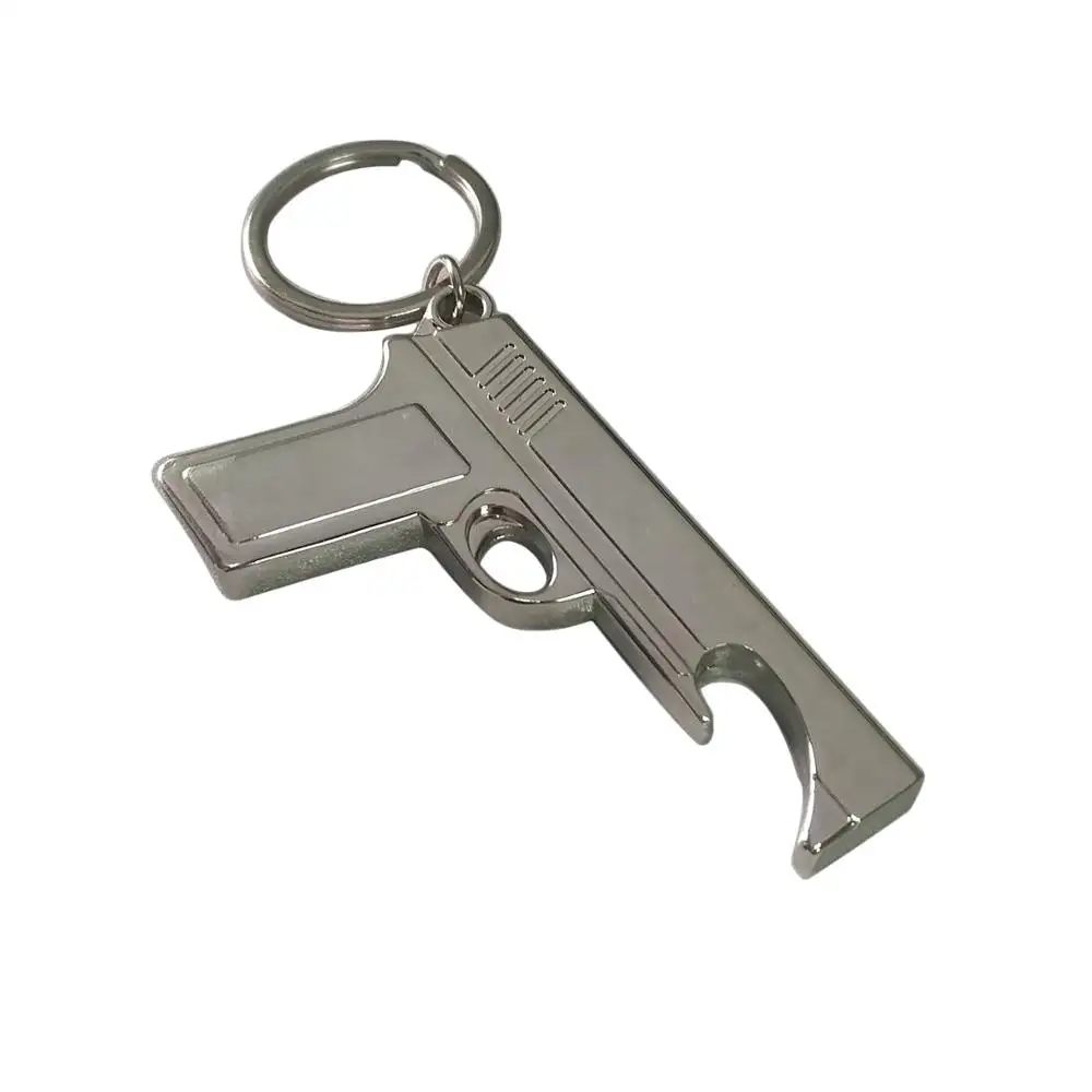 2019 Tùy Chỉnh Keychain Maker Kim Loại Mini Gun Shape Chai Opener Keychain