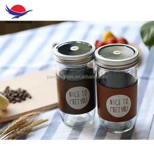 Borrar 8 oz de <span class=keywords><strong>vidrio</strong></span> de boca ancha cónica Mason Jar con hermético de tapa de Metal con paja - Product Image 3