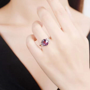 SGARIT Custom Dubai Designs Classic Oval Facetted Cut 925 <strong>Silver</strong> Purple Amethyst Engagement <strong>Adjustable</strong> Wedding <strong>Ring</strong> for Women - Product Image 6