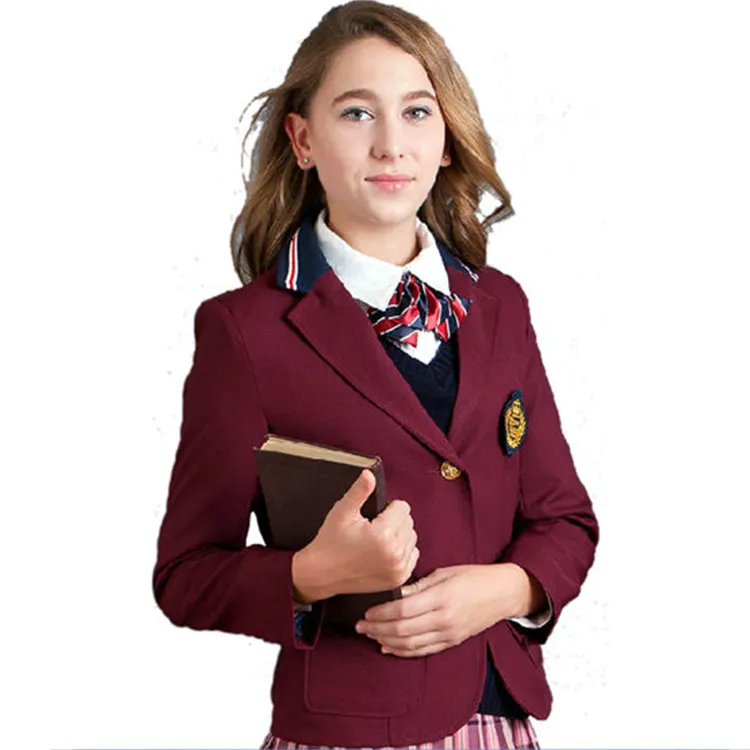 Uniforme classique de Style anglais avec Logo personnalisé, uniforme pour l'école de la marine, ensembles de Blazer et jupes, uniformes scolaires extérieures, nouvelle collection