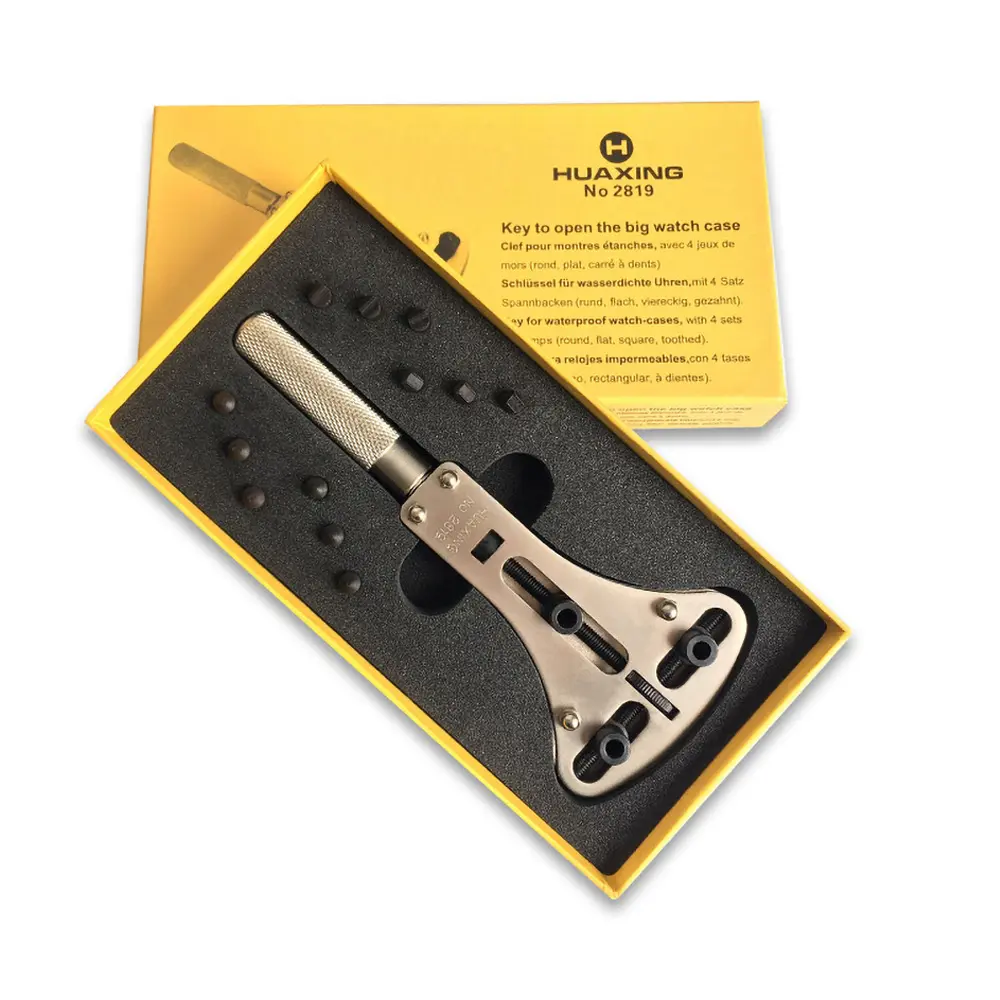 High Quality Luxury 55mm Extra Large Watch Case Opener Tool with 4 set of interchangeable Clamps