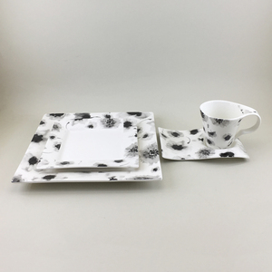 Casa mercancías china impreso cuadrado de lujo forma dinnerwares de cerámica portugués placas establece vajilla - Product Image 2