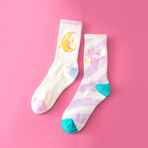 Chaussettes en coton pour femmes, motif lune, harajuku, tube haut, <span class=keywords><strong>de</strong></span> rue, mignonnes - Product Image 1