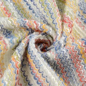 pabrik perajutan tekstil feimei benang dicelup stripe hacci kain untuk pakaian wanita