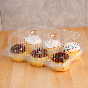 6 Compartment Clear Hinged OPS Cupcake Take-Out Container - 200/box