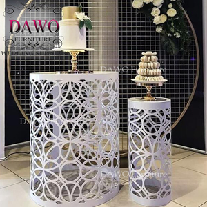 Luxury Trắng Top Khung Thép Không Gỉ Đám Cưới Hiển Thị Bánh Khán Đài - Product Image 4