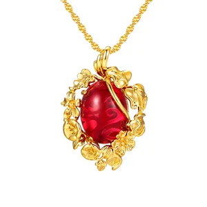 AN805501 Xuping Artificial Stone 24k Gold Plated Pendant Necklace Collana Collana Oro