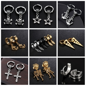 Pendientes de aro de acero inoxidable para <span class=keywords><strong>hombre</strong></span>, aretes colgantes con diseño antiguo de la cruz de Jesús, superventas, <span class=keywords><strong>2019</strong></span> - Product Image 6