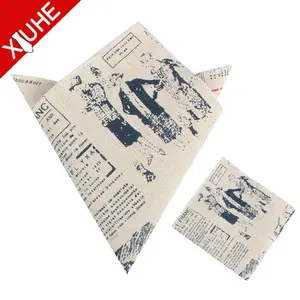 Custom Hot Selling Brand Drawing Printed Blended Linen Handkerchief for Custom