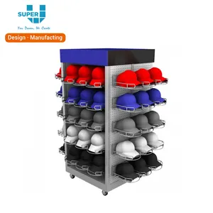 Rotating Display Hat Fashion Portable Retail Store Fixtures Custom Metal Hat Display Stand