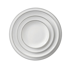 Las placas de cena de cerámica del borde de plata blanco disponible estándar <span class=keywords><strong>internacional</strong></span> del oro venden al por mayor para el r - Product Image 1