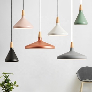 Float Macaron Cône Plug Aluminium Bois Trompette Pendentif luminaires - Product Image 4